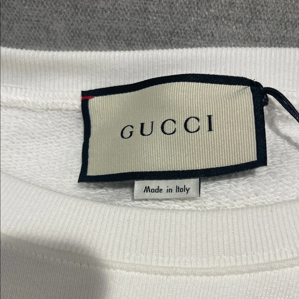 Gucci Original White Crewneck Sweater with Red and Green